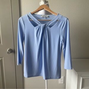Kasper Light Blue Women's Blouse with Knot Detail
